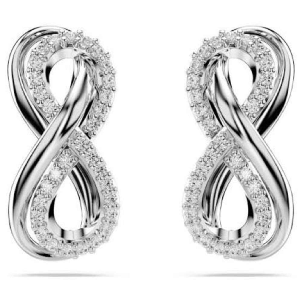 Swarovski Hyperbola Infinity stud earrings in Rhodium NEW